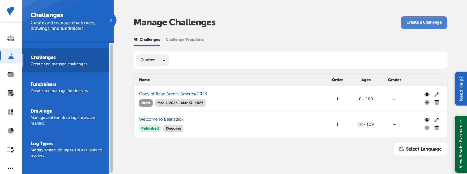 Set up a bingo reading challenge Beanstack Help Center