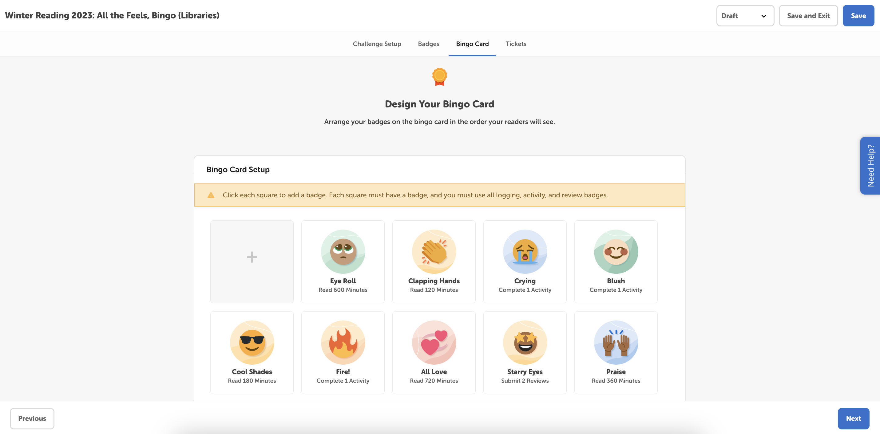 Set up a bingo reading challenge Beanstack Help Center