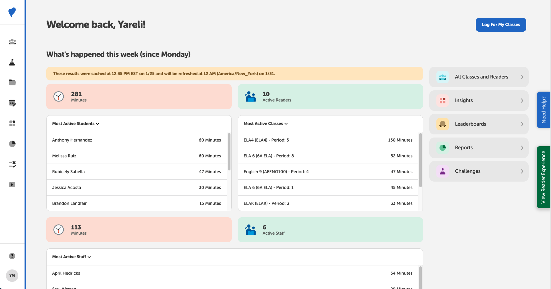 Media specialists Admin dashboard tour Beanstack Help Center