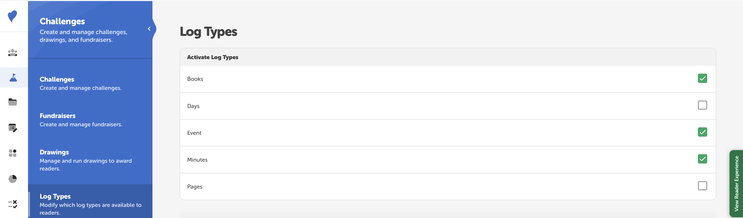 What are the different log types available in Beanstack? Beanstack Help Center