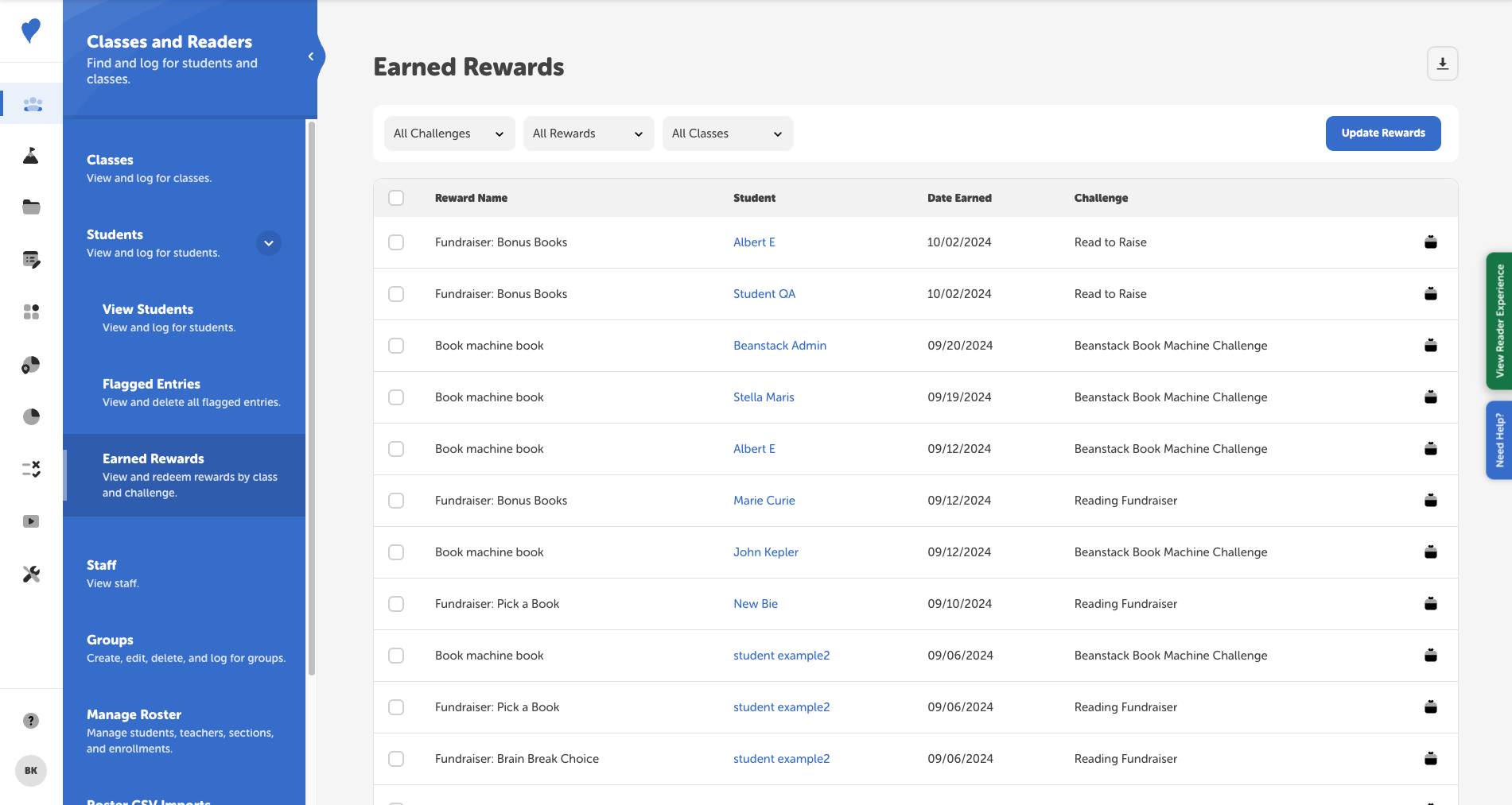 How do I redeem rewards for my students? Beanstack Help Center
