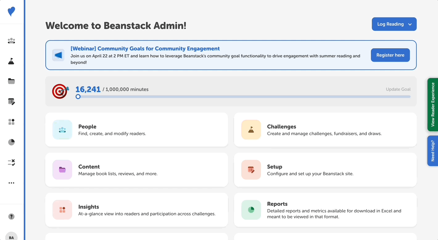Bringing up the modal to edit account creator information on the library admin view