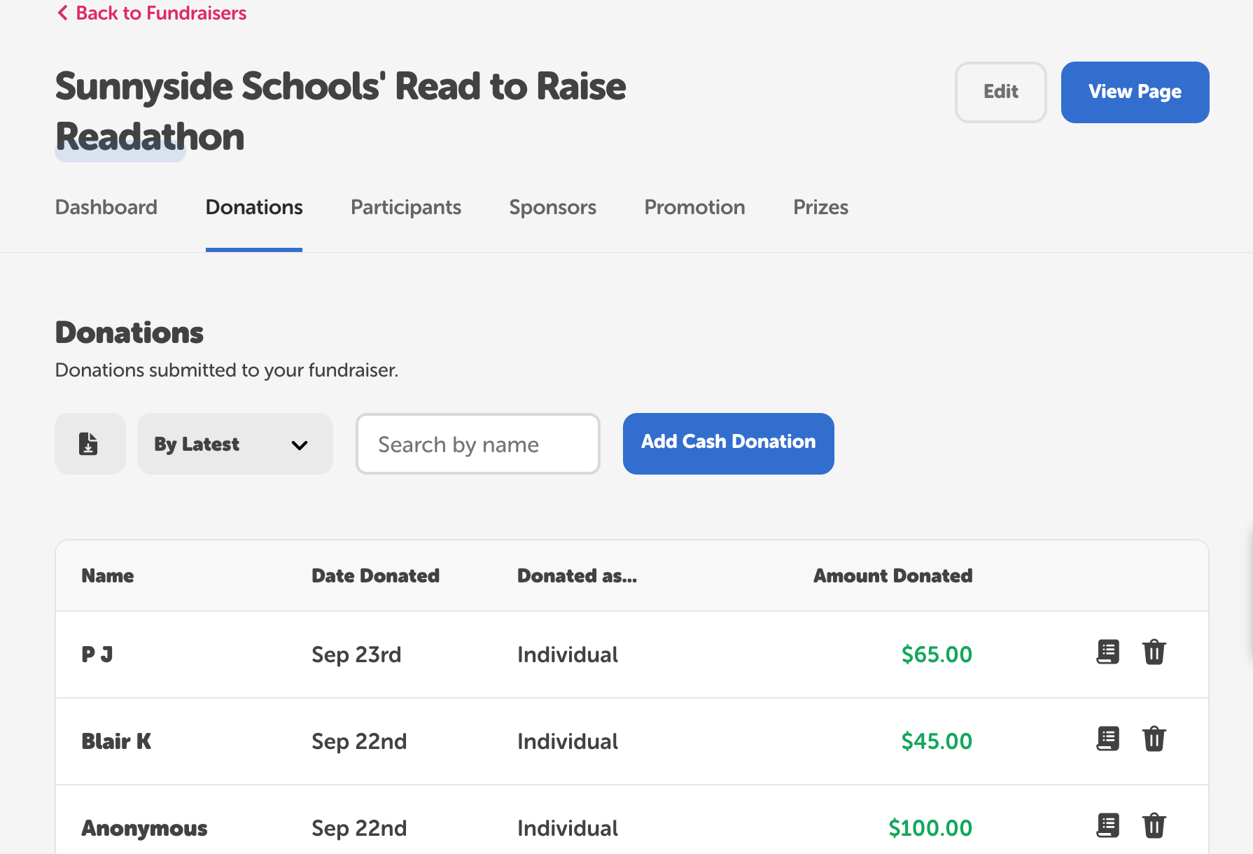 How to add cash or check donations to your reading fundraiser