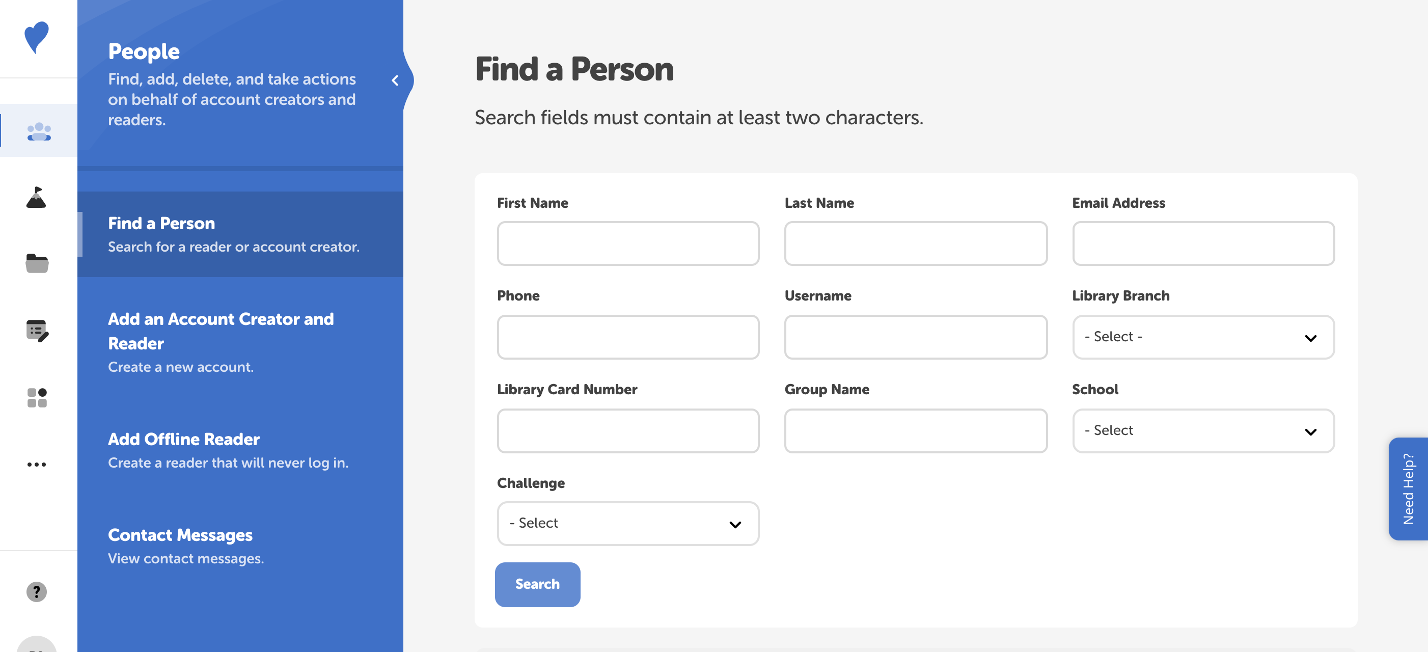 What information can I use to look up a reader's Beanstack account and