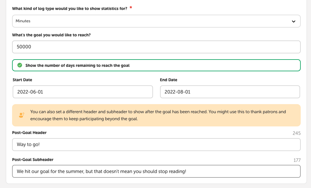 How to set up a shared community goal on your landing page Beanstack