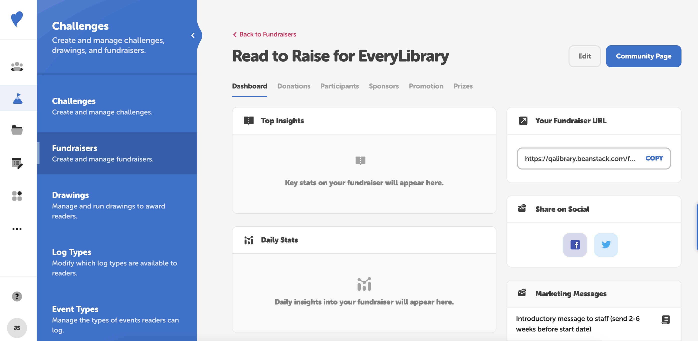 How to create a reading fundraiser Beanstack Help Center
