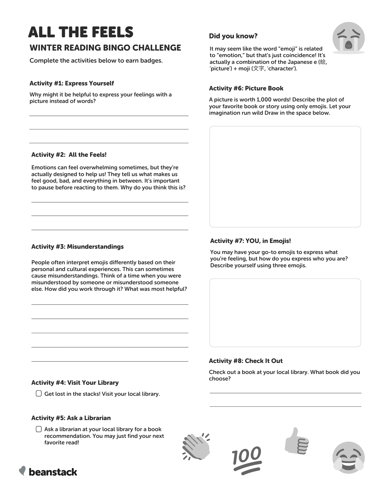 All the Feels Challenge Artwork Beanstack Help Center