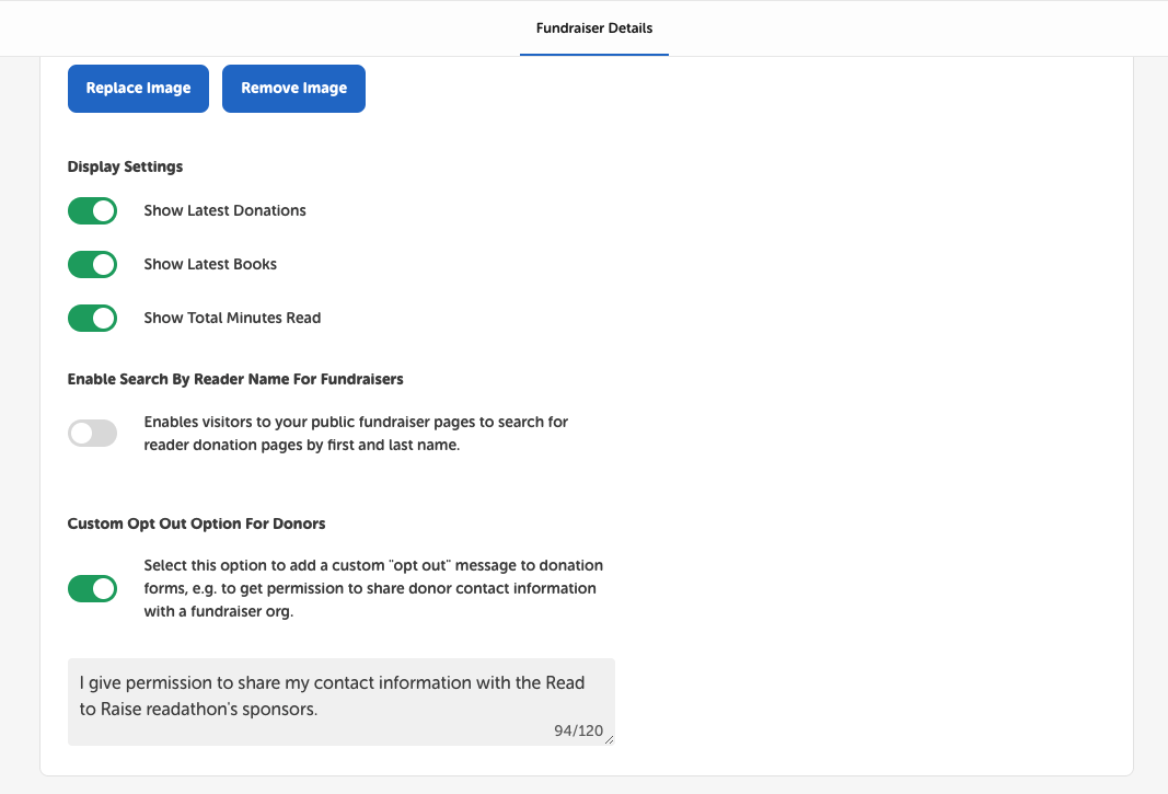 How to add a custom optin/optout question to your fundraiser's