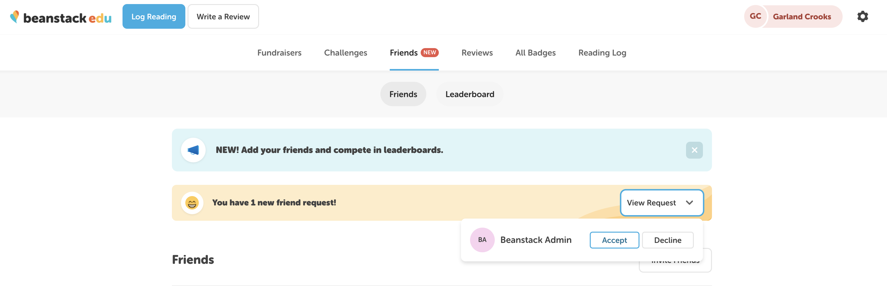 How do I add other school staff members as friends? Beanstack Help Center